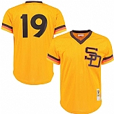 San Diego Padres #19 Tony Gwynn Mitchell And Ness Yellow Throwback Stitched MLB Jersey JiaSu,baseball caps,new era cap wholesale,wholesale hats